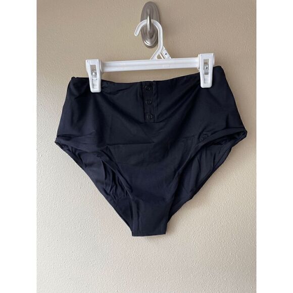 Andie the Snap Bikini Bottom in Black - Picture 1 of 2